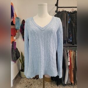 Marie Claire Vintage Light Blue Cable Knit Sweater
